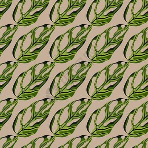 包装覆盖矢量说明装饰无缝图案面团叶物绿色热带树叶印刷品设计图片